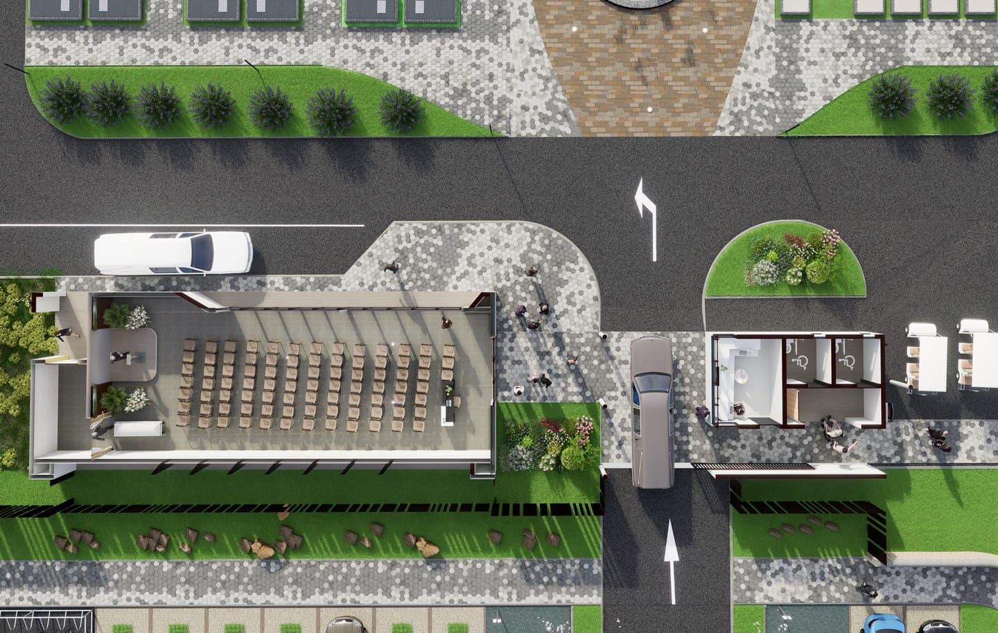 Pôle d'accueil et salle de cérémonie civile, vue en plan